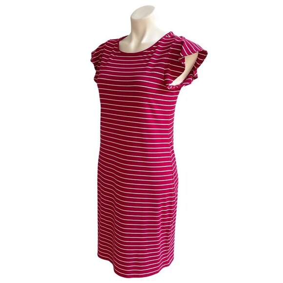 White House Black Market Pink Flounce Sleeve Striped Shift Dress, Women's Size M - Picture 8 of 10